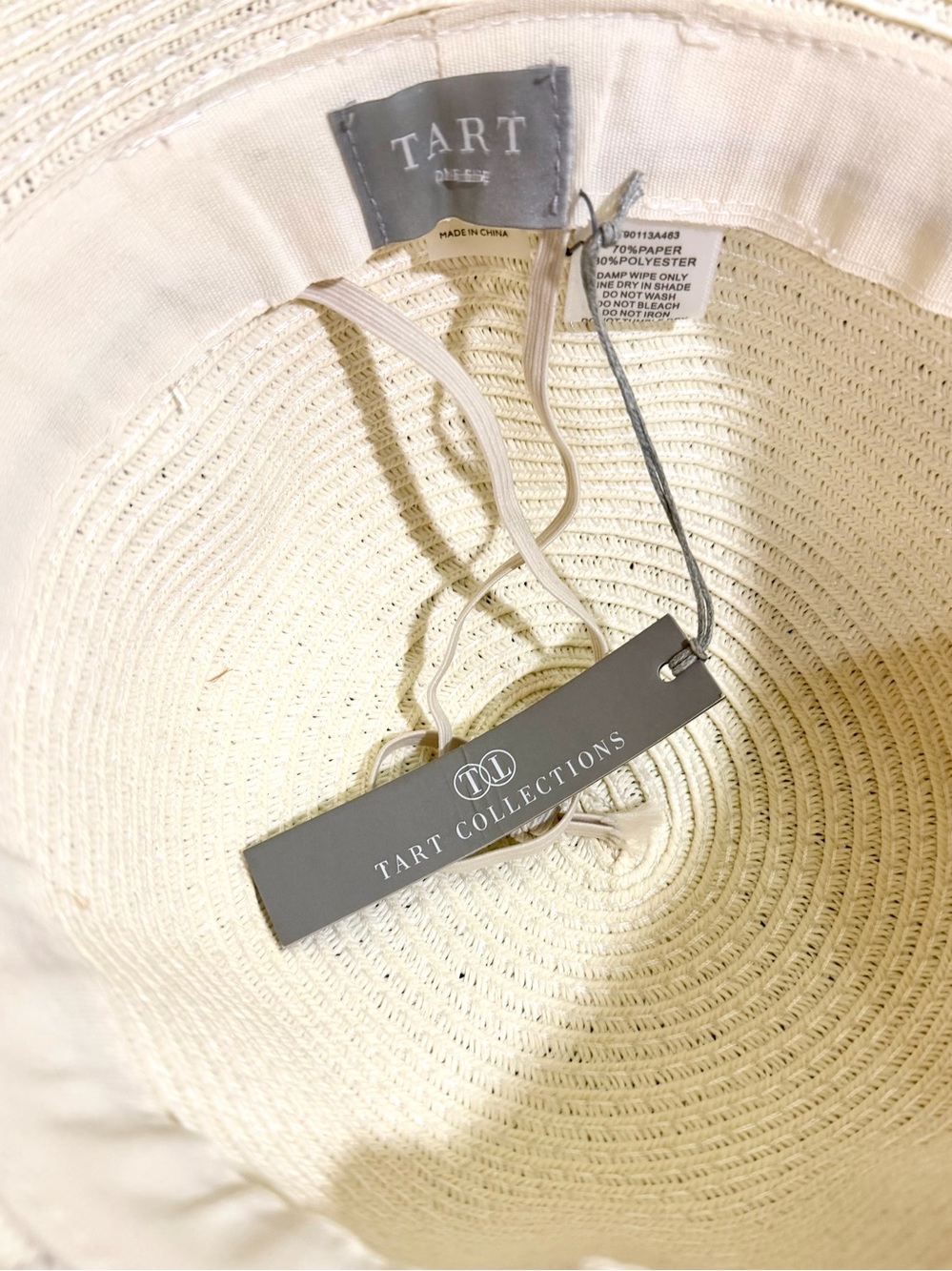 TART ‘Beach Hair Don’t Care’ 17” Wide Brim Paper Floppy Hat OS NWT - Picture 4 of 4